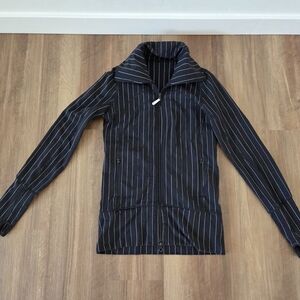 Black Pinstripe Zip-Up Jacket
